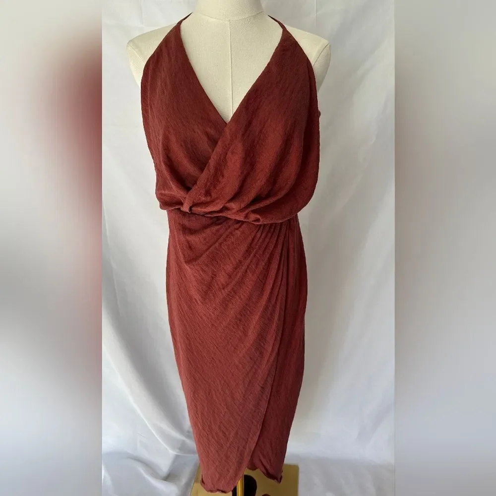 Joie Tanika Terracotta/Rust Halter Dress size Medium - Picture 2 of 10